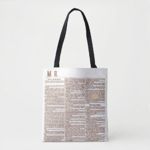 Bolsa con Monogram and Old Spanish Newspaper Page  Tote Bag
