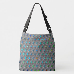Bolsa quadrados em cores e placas cinza crossbody bag