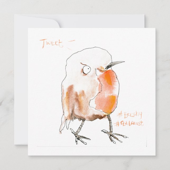 Bolshy Red Breast Robin Holiday Card (Front)