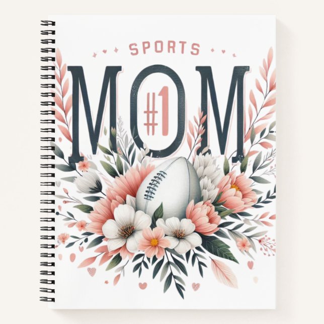 Bolso De Tela 1 Sports Mom – Football & Flowers Mo Notebook (Front)