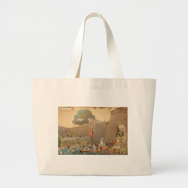 Bolso De Tela Gigante Castelo de São Thiago Large Tote Bag (Front)