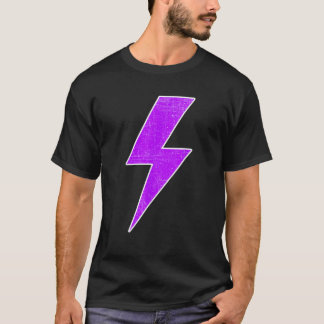Bolt Lightning Purple White Design Team Sports  T-Shirt