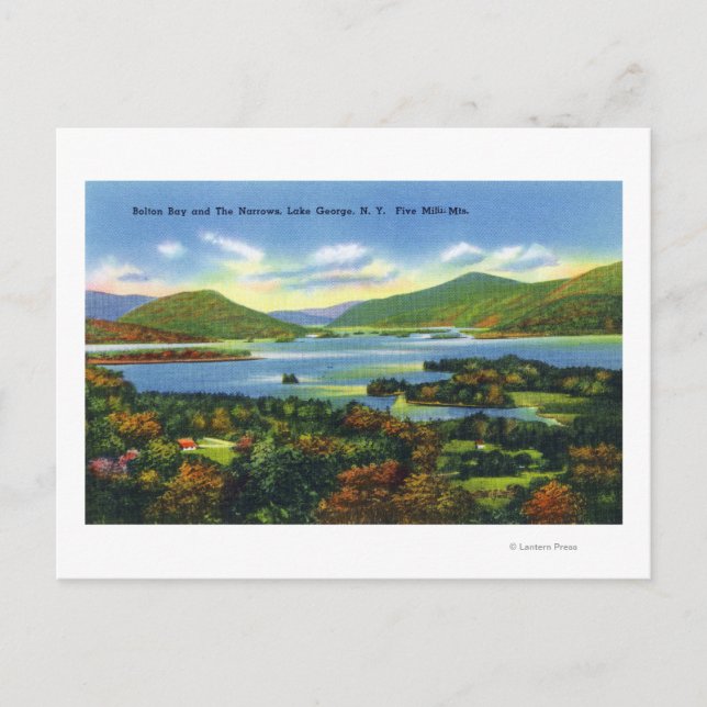 Bolton Bay, Narrows, Five Mile Mountains View Postcard (Front)