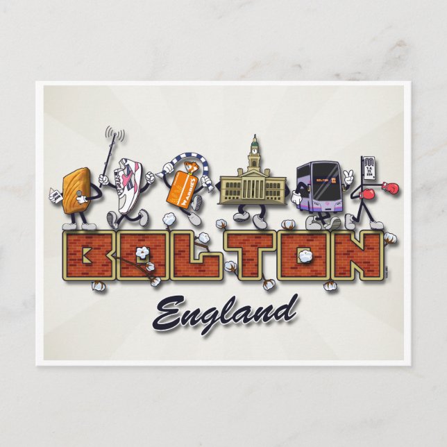 Bolton cartoon characters postcard (Front)