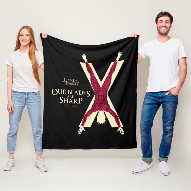 Bolton Sigil - Our Blades Are Sharp Fleece Blanket (In Situ)