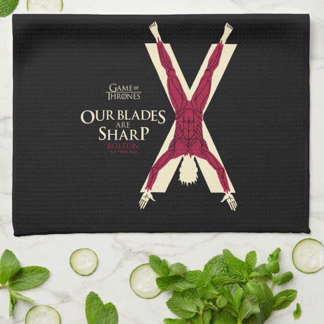 Bolton Sigil - Our Blades Are Sharp Tea Towel (Folded)