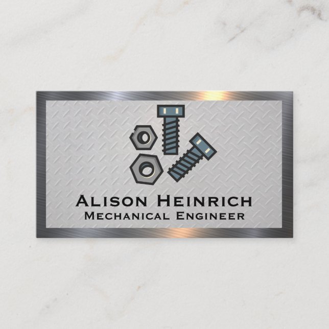 Bolts and Nuts | Steel Metallic Business Card (Front)