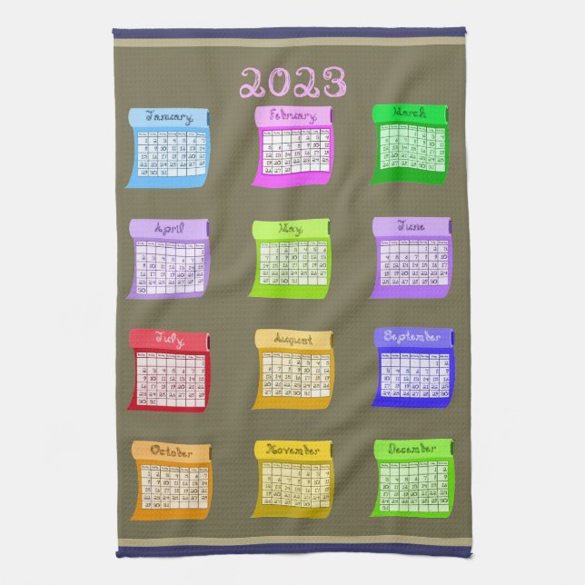 Bolts of Fabric tea kitchen towel 2023 calendar (Vertical)