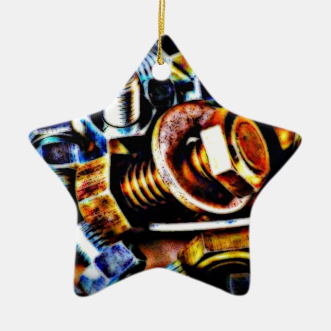 Bolts Pop Art Ceramic Tree Decoration (Front)