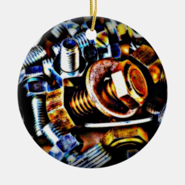 Bolts Pop Art Ceramic Tree Decoration (Front)