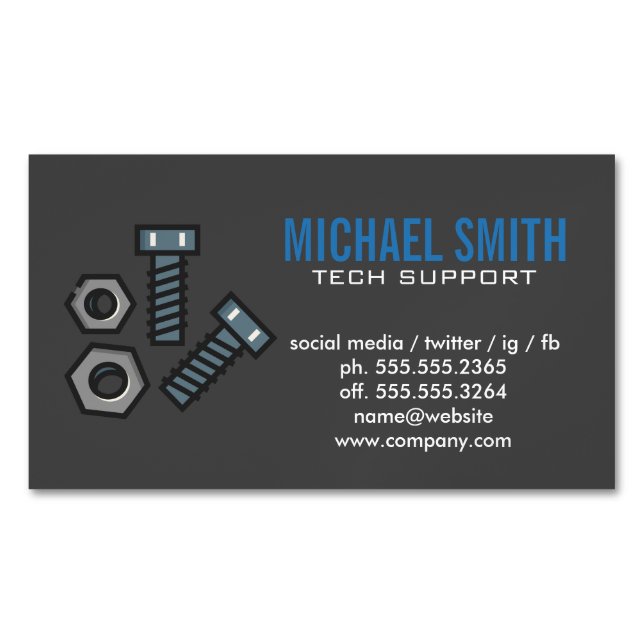 Bolts Screws Magnetic Business Card (Front)
