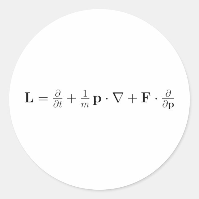 Boltzmann equation, black classic round sticker (Front)