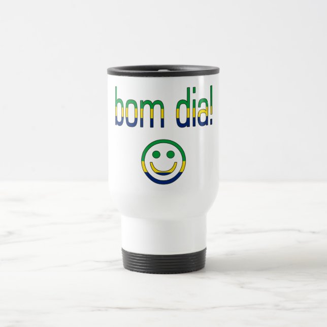 Bom Dia! Brazil Flag Colours Travel Mug (Center)