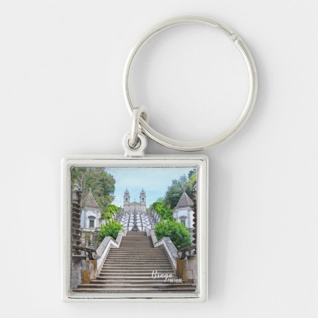 Bom Jesus de Braga Catholic Sanctuary with prayer Key Ring (Front)