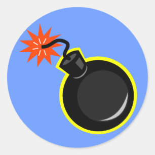 Bomb And Lit Fuse Classic Round Sticker