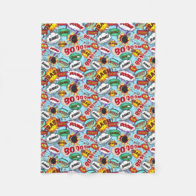 Bomb Comic Pattern Fleece Blanket (Front)