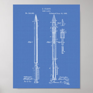 Bomb Lance 1885 Patent Art Blueprint Poster