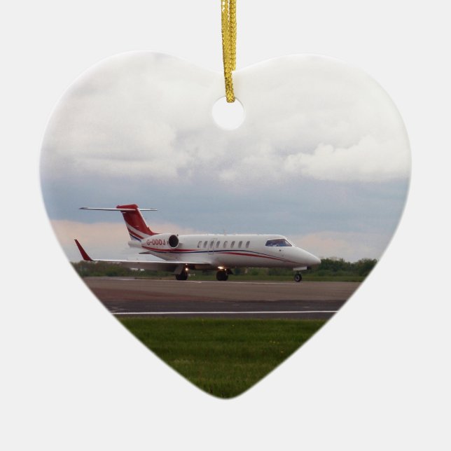 Bombardier Lear Jet 45XR Ceramic Tree Decoration (Front)