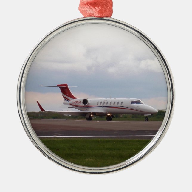 Bombardier Lear Jet 45XR Metal Tree Decoration (Front)