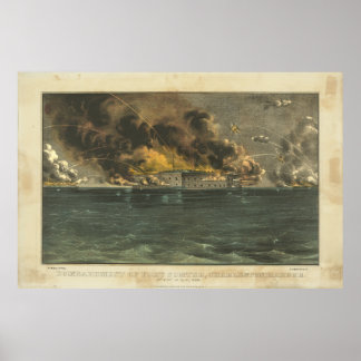 Bombardment of Fort Sumter by Ives Poster