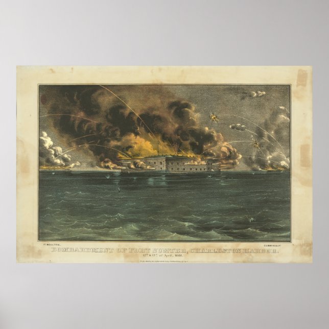 Bombardment of Fort Sumter by Ives Poster (Front)