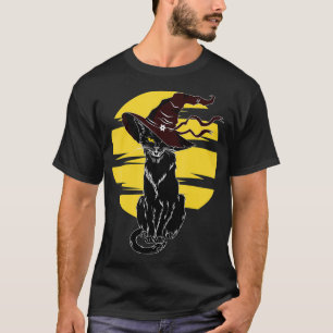 Bombay cat black and white Black Cat With Witch H T-Shirt