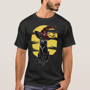 Bombay cat black and white Black Cat With Witch H T-Shirt
