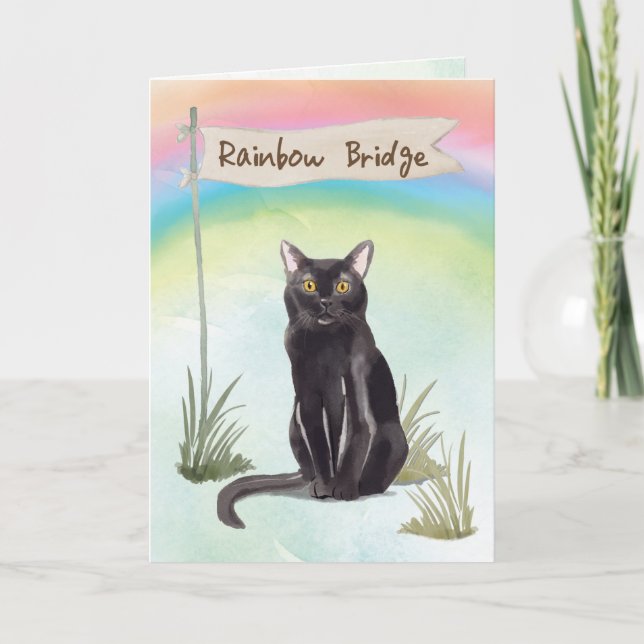 Bombay Cat Pet Sympathy Over Rainbow Bridge Card (Front)