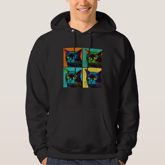 Bombay Cat Pop Illustration Colorful Animal Women Hoodie (Front)