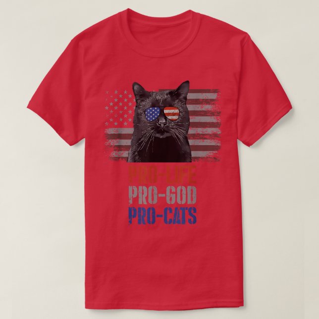 Bombay Cat Pro Life Pro God Pro Cats American Flag T-Shirt (Design Front)