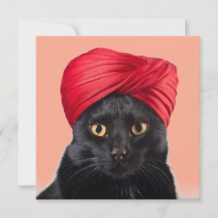 Bombay Cat Wearing A Turban Invitation