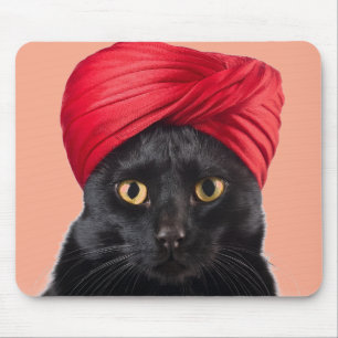 Bombay Cat Wearing A Turban Mouse Mat