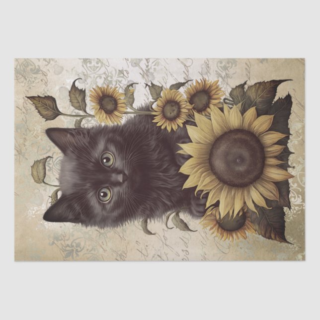Bombay Kitten Sunflower Cat Tissue Paper (Front)