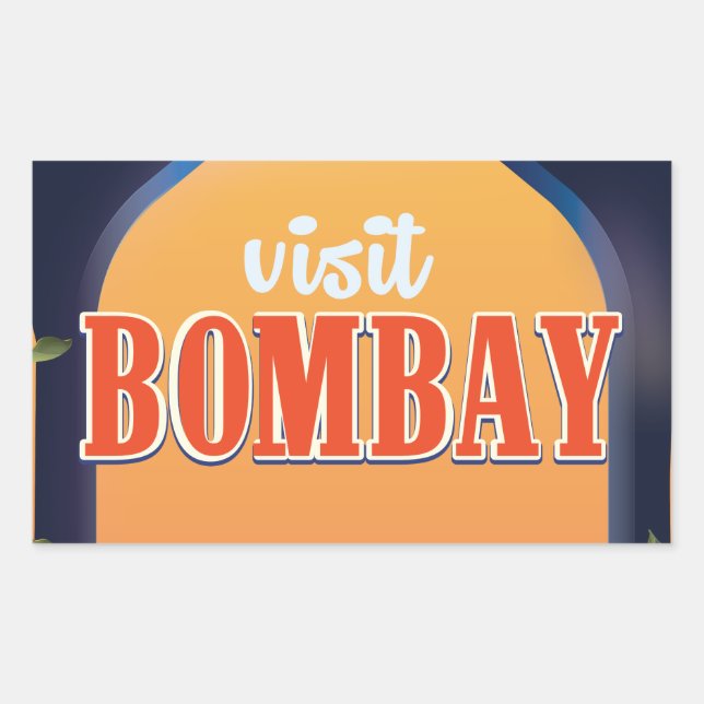 Bombay Vintage Travel Print. Rectangular Sticker (Front)