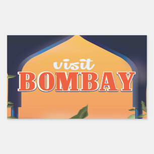 Bombay Vintage Travel Print. Rectangular Sticker