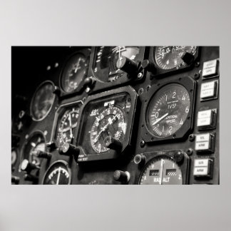Bomber's cockpit and controls  poster