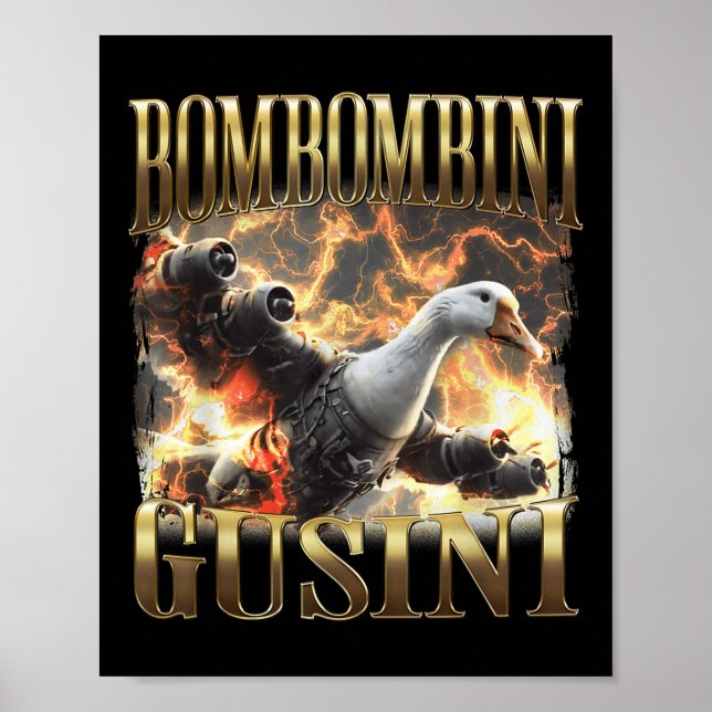 Bombombini Gusini Funny Italian Brainrot Meme Boot Poster (Front)