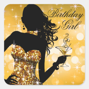 Bombshell Bling Glitter Party Dress   gold Square Sticker