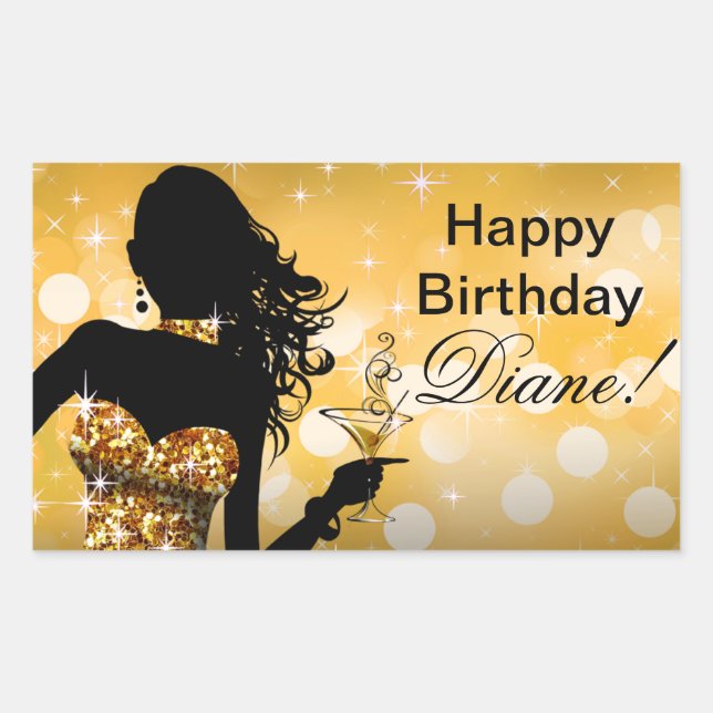 Bombshell Glitter Party Dress | gold Rectangular Sticker (Front)