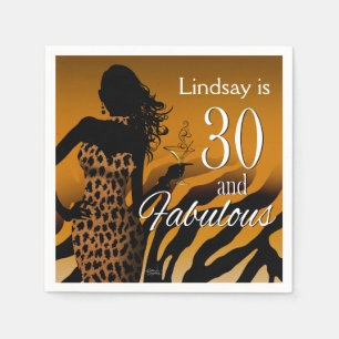 Bombshell Leopard 30th Birthday gold Napkin