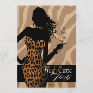 Bombshell Leopard Wine & Cheese Party Tan Invitation