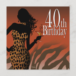 Bombshell Leopard Zebra 40th Birthday Party Invitation