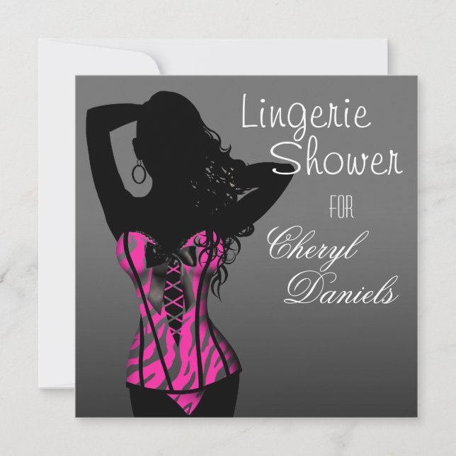 Bombshell Lingerie Zebra Corset Bridal Shower Invitation (Front)