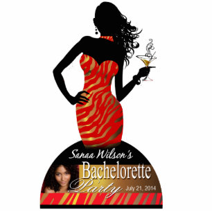 Bombshell Red Gold Zebra Bachelorette Centerpiece Standing Photo Sculpture