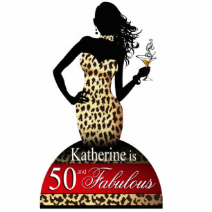 Bombshell Snow Leopard Birthday Cake Topper red Standing Photo Sculpture