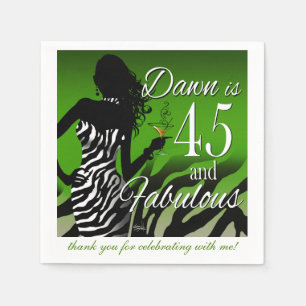 Bombshell Zebra 45th Birthday green Napkin
