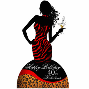 Bombshell Zebra Leopard 40th Birthday Centerpiece Standing Photo Sculpture