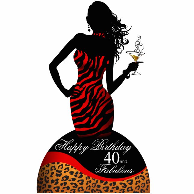 Bombshell Zebra Leopard 40th Birthday Centerpiece Standing Photo Sculpture (Front)