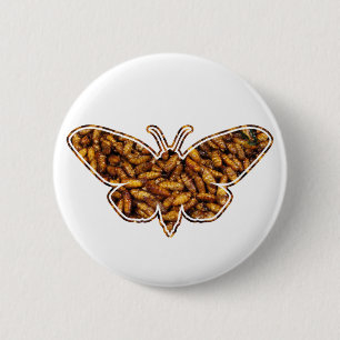 Bombyx Mori Silk Moth Life Cycle Silhouette 6 Cm Round Badge