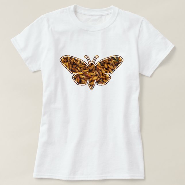 Bombyx Mori Silk Moth Life Cycle Silhouette T-Shirt (Design Front)